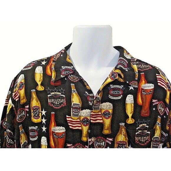 C&B Sport Camp Shirt Beer Themed  Button Front Short Sleeve Mens Size L - Picture 2 of 4